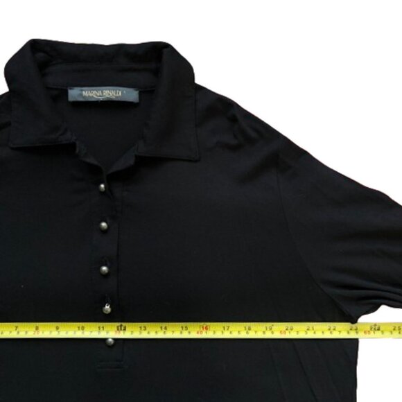 Marina Rinaldi black long long button collar T shirt style top tunic - Picture 12 of 13